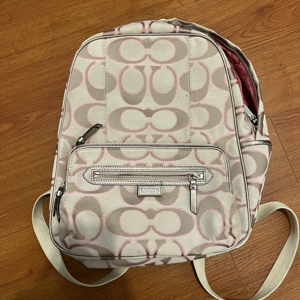 Coach Daisy Outline Signature Backpack cream/pink